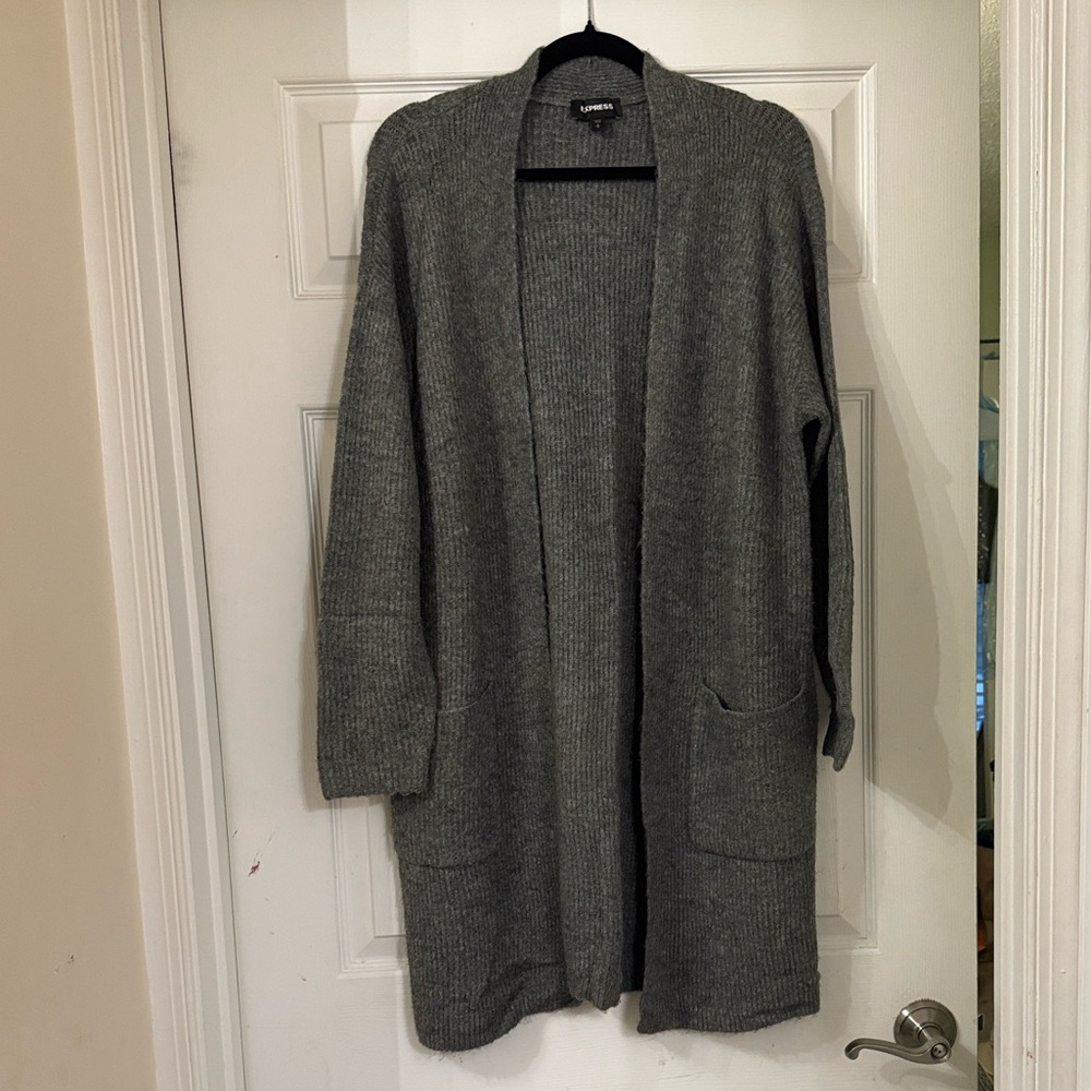 Express Charcoal Open-Front Cardigan